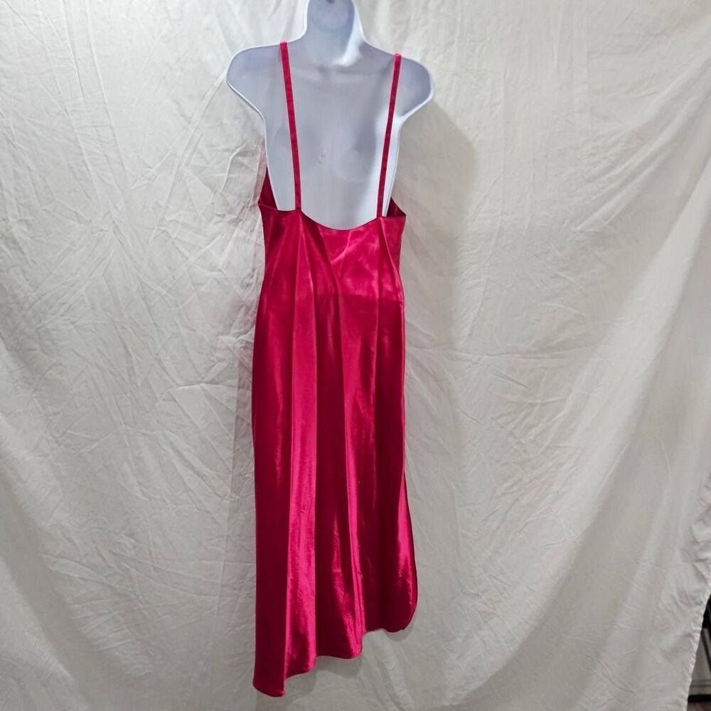 y2k 90s pink satin v neck maxi midi dress - Picture 2 of 5